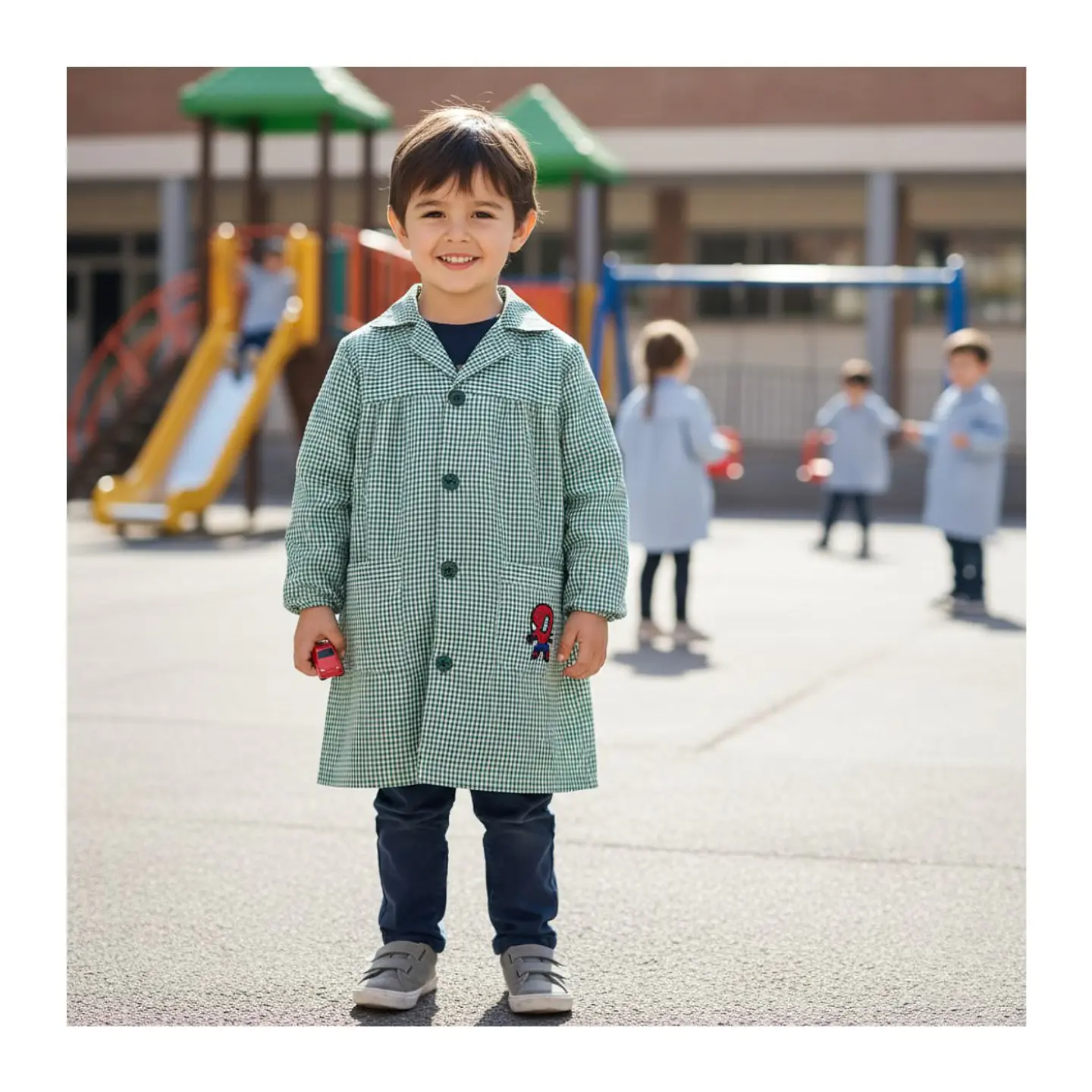 Delantal Escolar Párvulo Niño / Niña – Cotona Cuadrillé | Confección Nacional 22