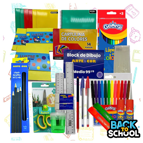 Pack 75 Útiles Escolares Lista Escolar Combo Básico Completo