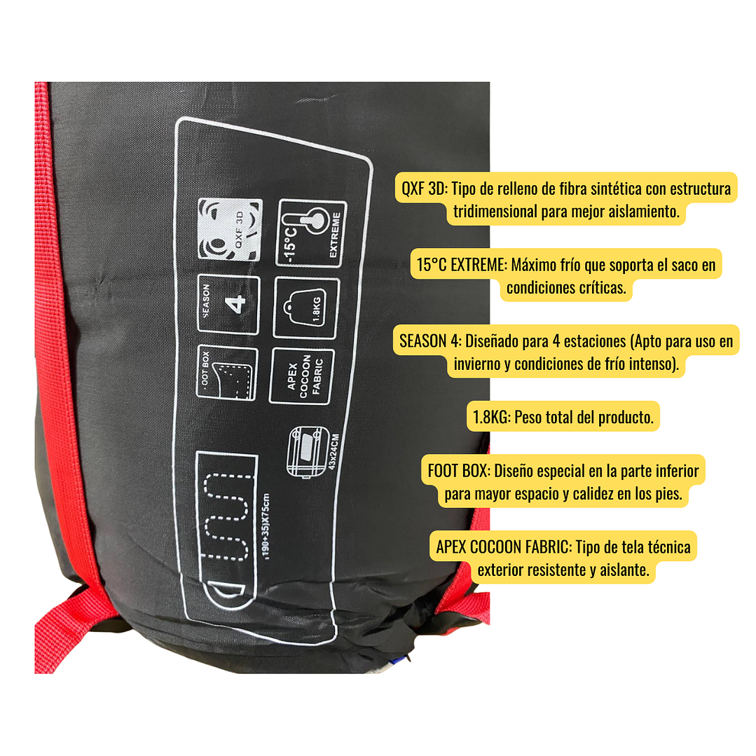 Saco De Dormir Extremo -10° + 10° Camping Trekking Campsor 5