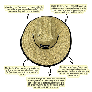 Sombrero Paja Chupalla Para El Sol Verano/playa Aire Libre