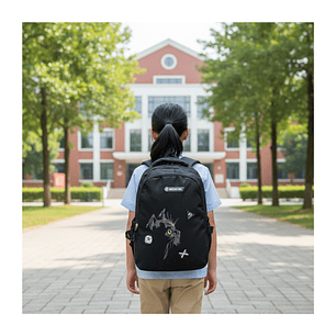 Mochila Bolso Juvenil Estilo Urbano Estampado De Gato 25l