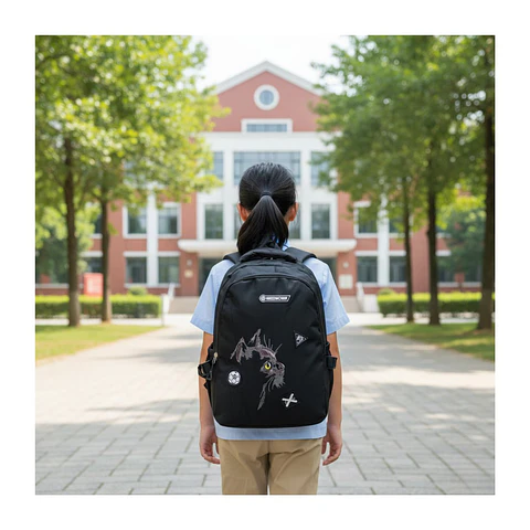 Mochila Bolso Juvenil Estilo Urbano Estampado De Gato 25l