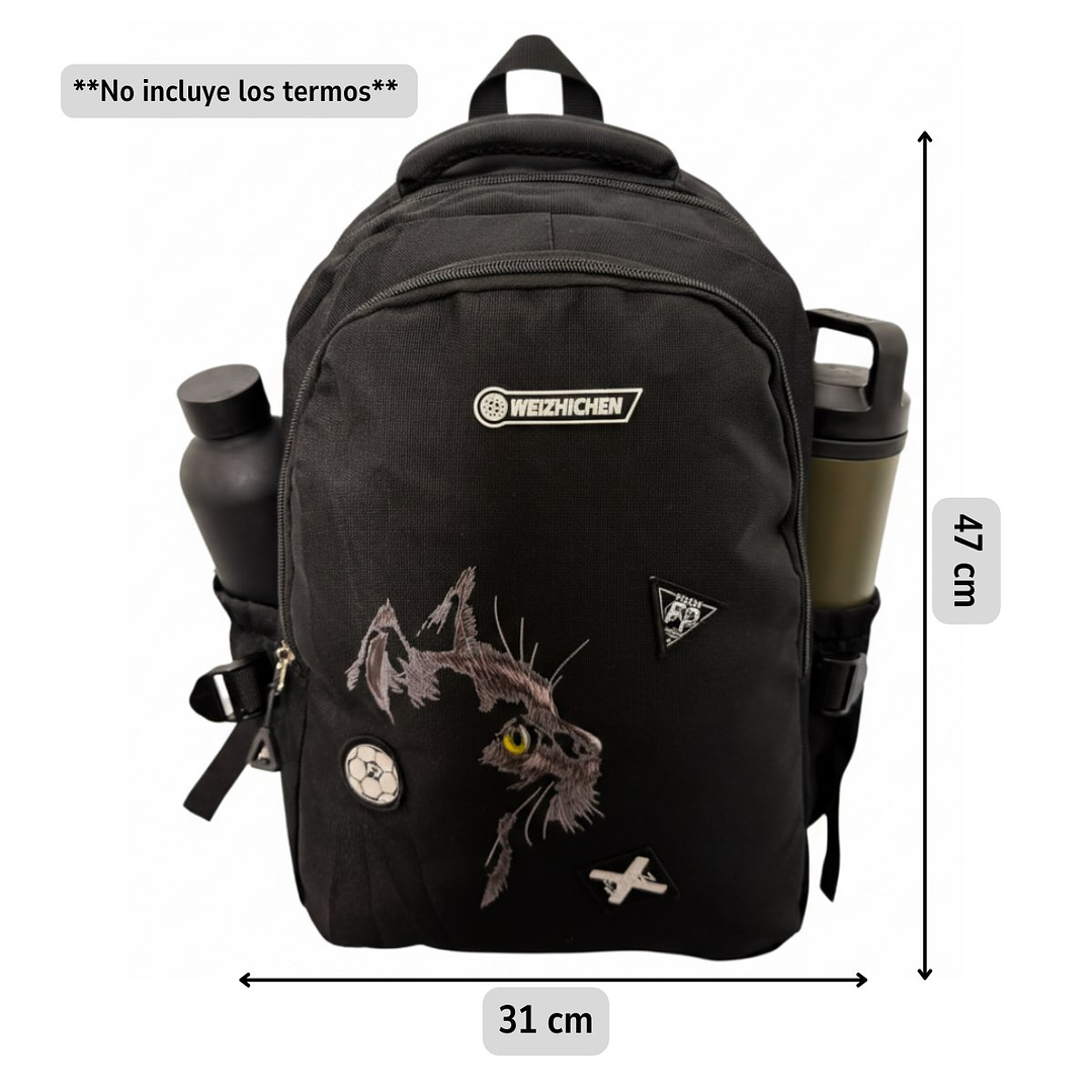 Mochila Bolso Juvenil Estilo Urbano Estampado De Gato 25l 2