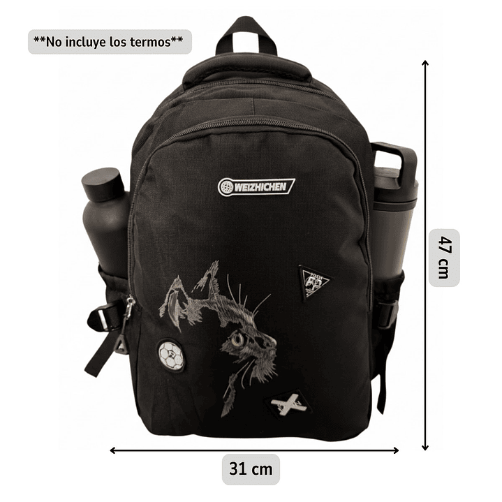 Mochila Bolso Juvenil Estilo Urbano Estampado De Gato 25l 2
