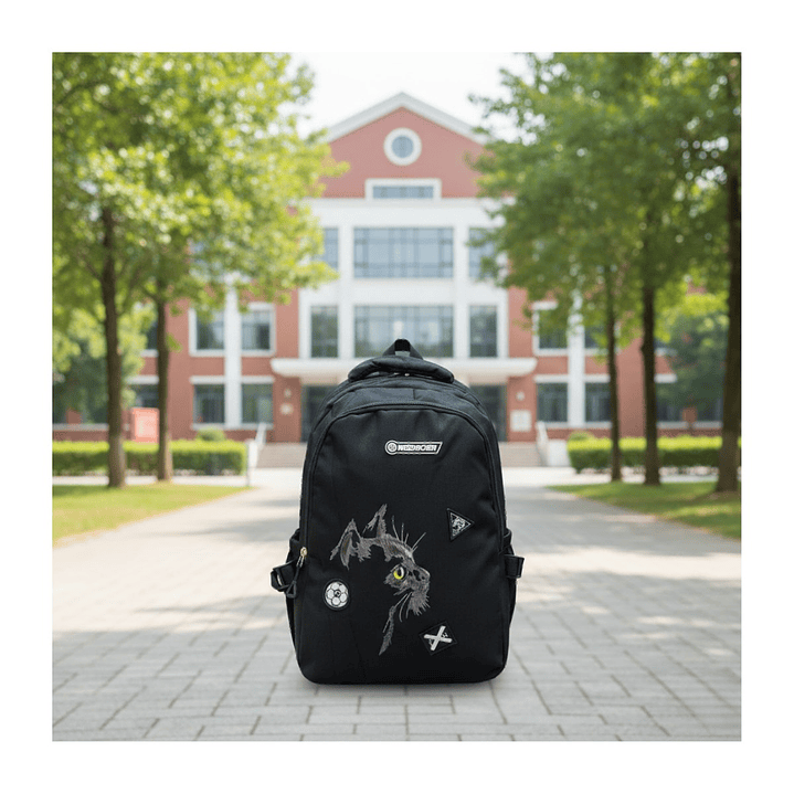 Mochila Bolso Juvenil Estilo Urbano Estampado De Gato 25l 8