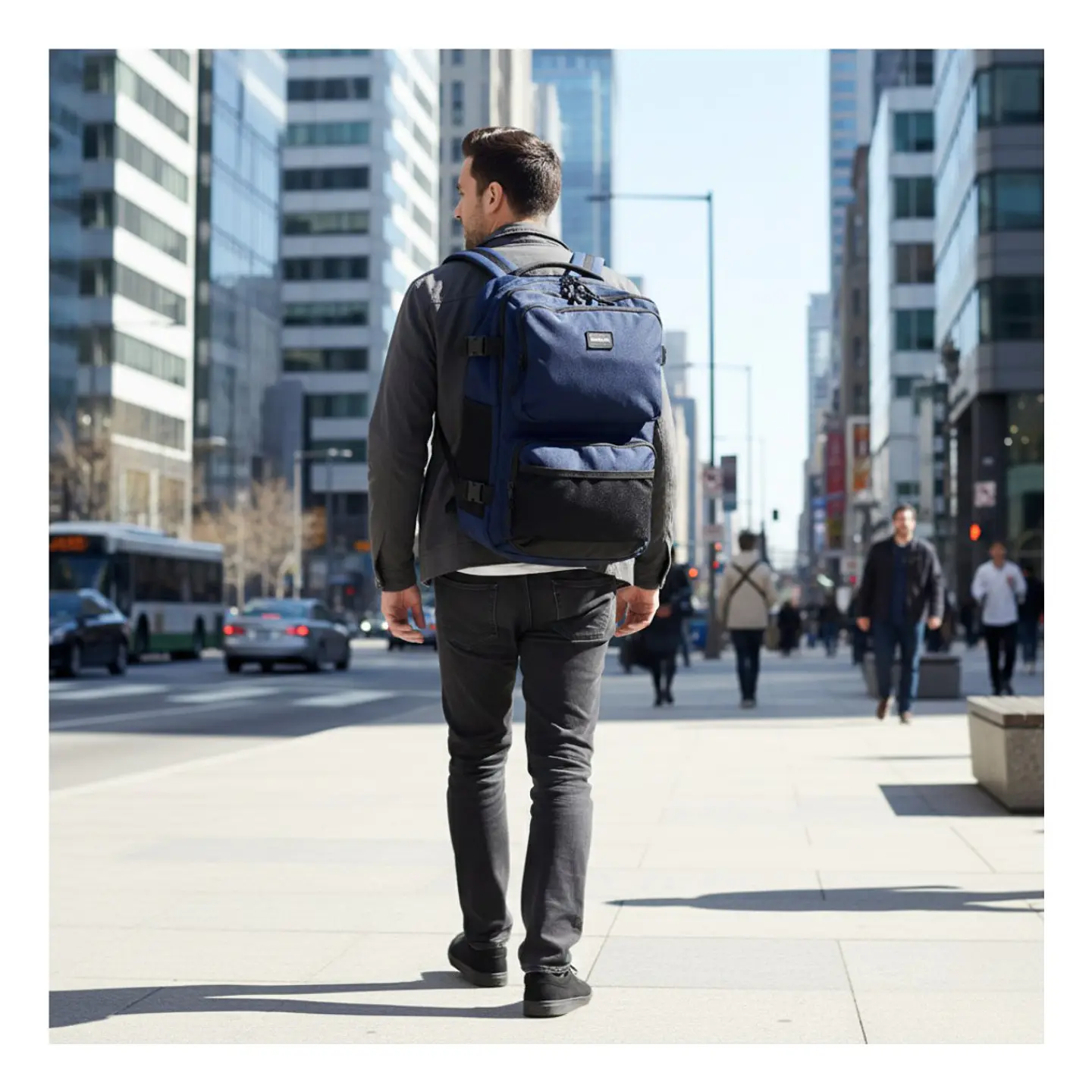 Mochila Escolar Reforzada Negra / Azul – Gran Capacidad con Puerto USB 13