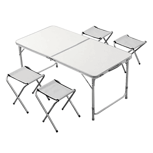 Mesa Plegable Camping Maleta Portatil Con 4 Sillas Multiuso