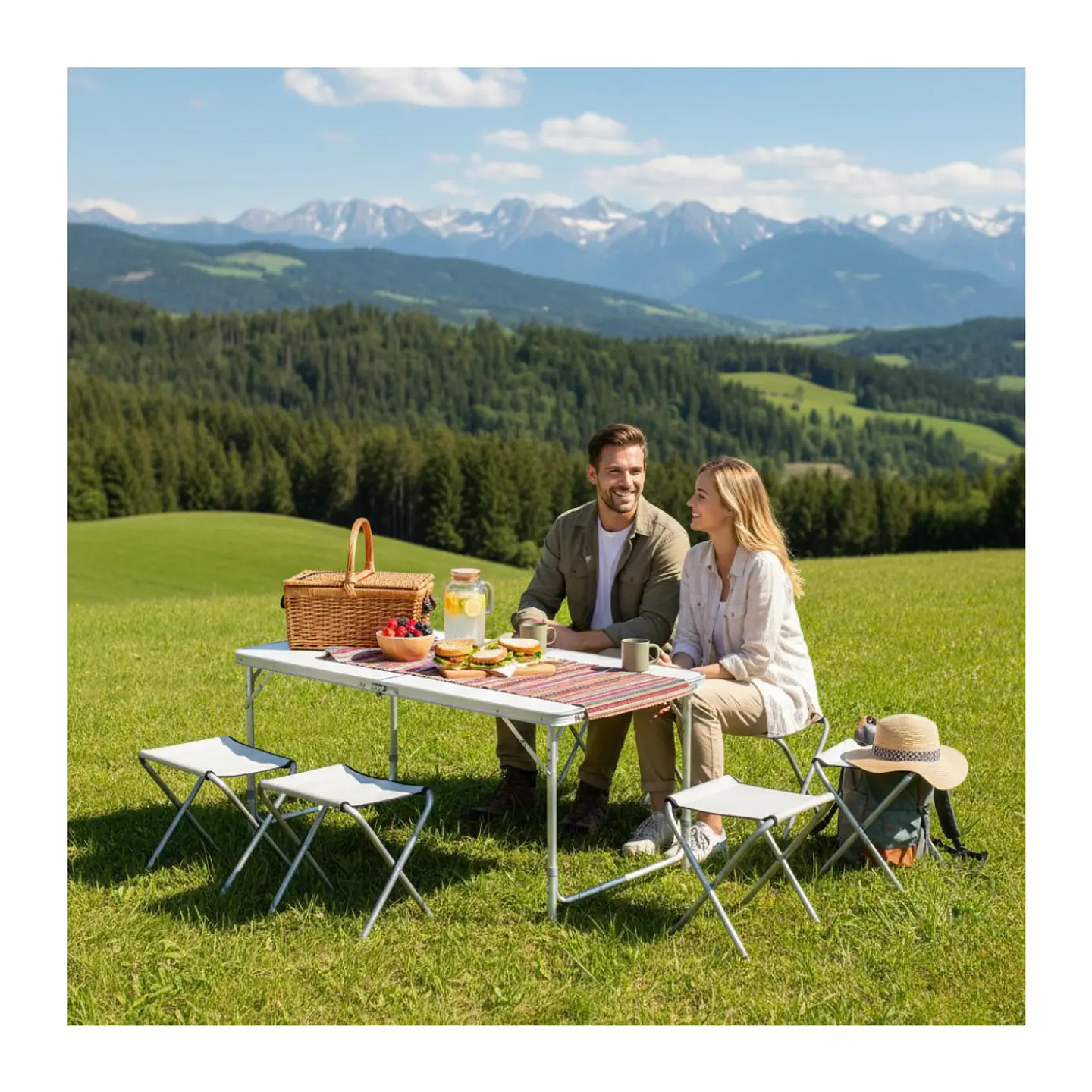 Mesa Plegable Camping Maleta Portatil Con 4 Sillas Multiuso 5