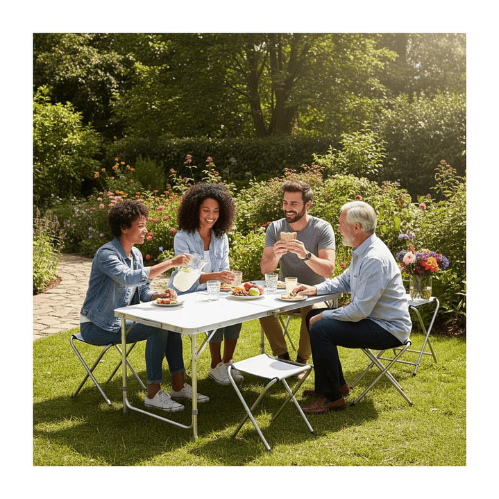 Mesa Plegable Camping Maleta Portatil Con 4 Sillas Multiuso 8