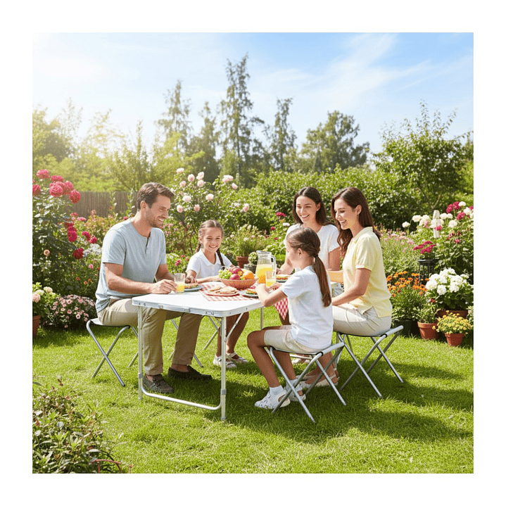 Mesa Plegable Camping Maleta Portatil Con 4 Sillas Multiuso 9