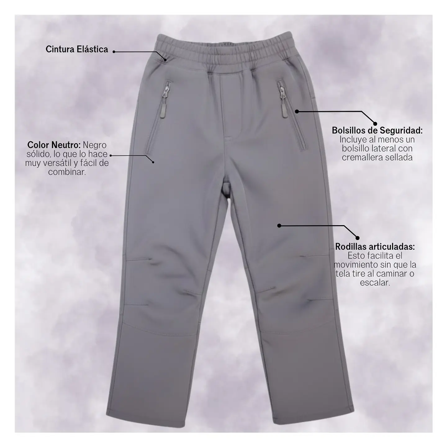 Pantalon Softshell Para Niños Con Micropolar Senderismo 33