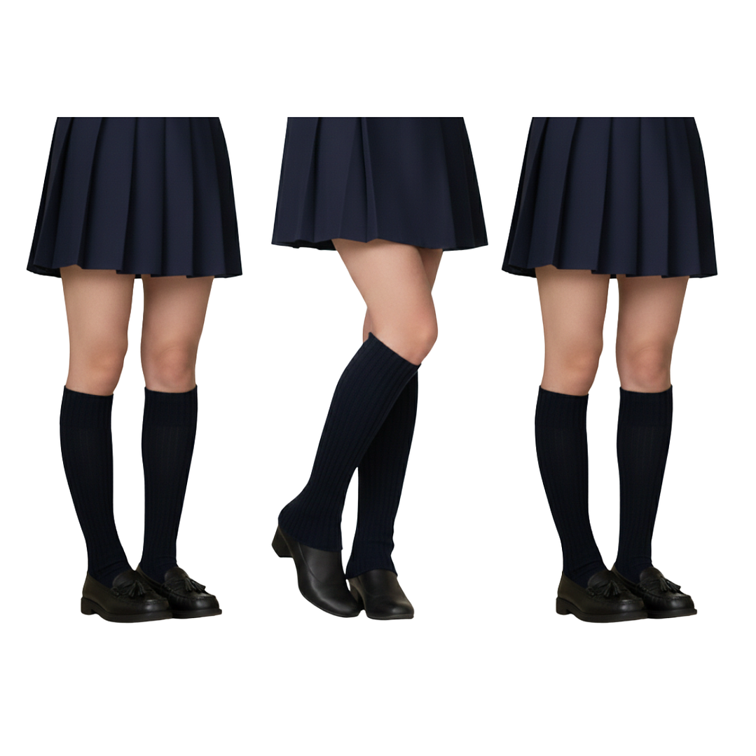 Pack 3 Polainas Calentadores Escolares Juvenil Azul Marino 4