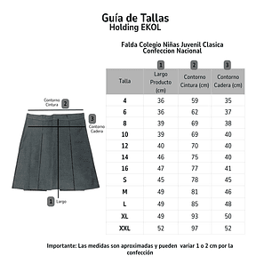 Falda Colegio Niña Juvenil Clásica – Confección Nacional – 3 Pliegues