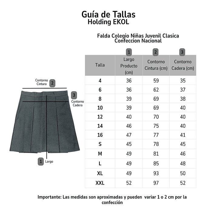 Falda Colegio Niña Juvenil Clásica – Confección Nacional – 3 Pliegues 2