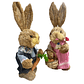 Estatuilla Conejito Pareja De Paja Ornamento Pascua Pequeña - Miniatura 4