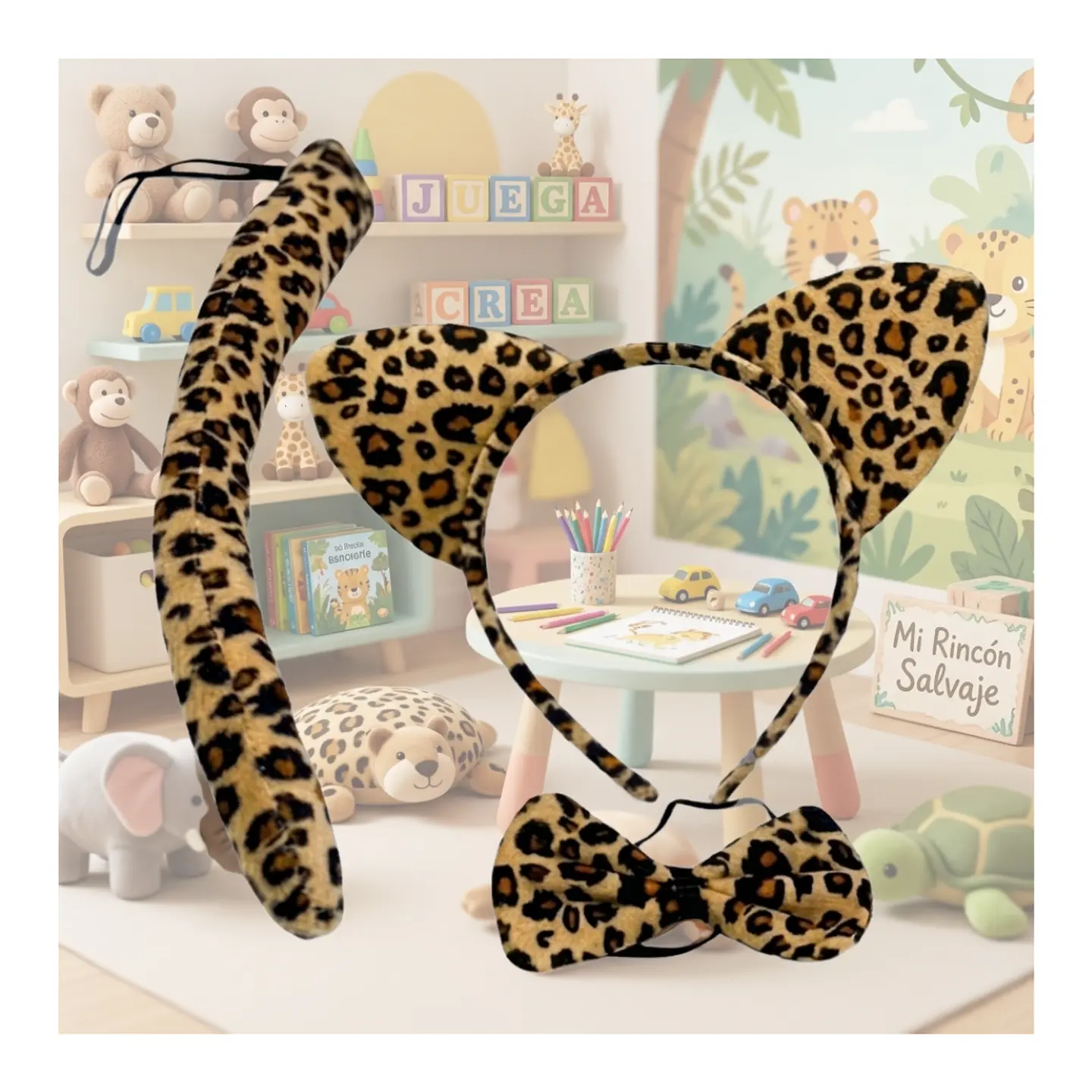 Set Disfraces Animales Infantil Orejas y Cola Diadema Varios Diseños 13