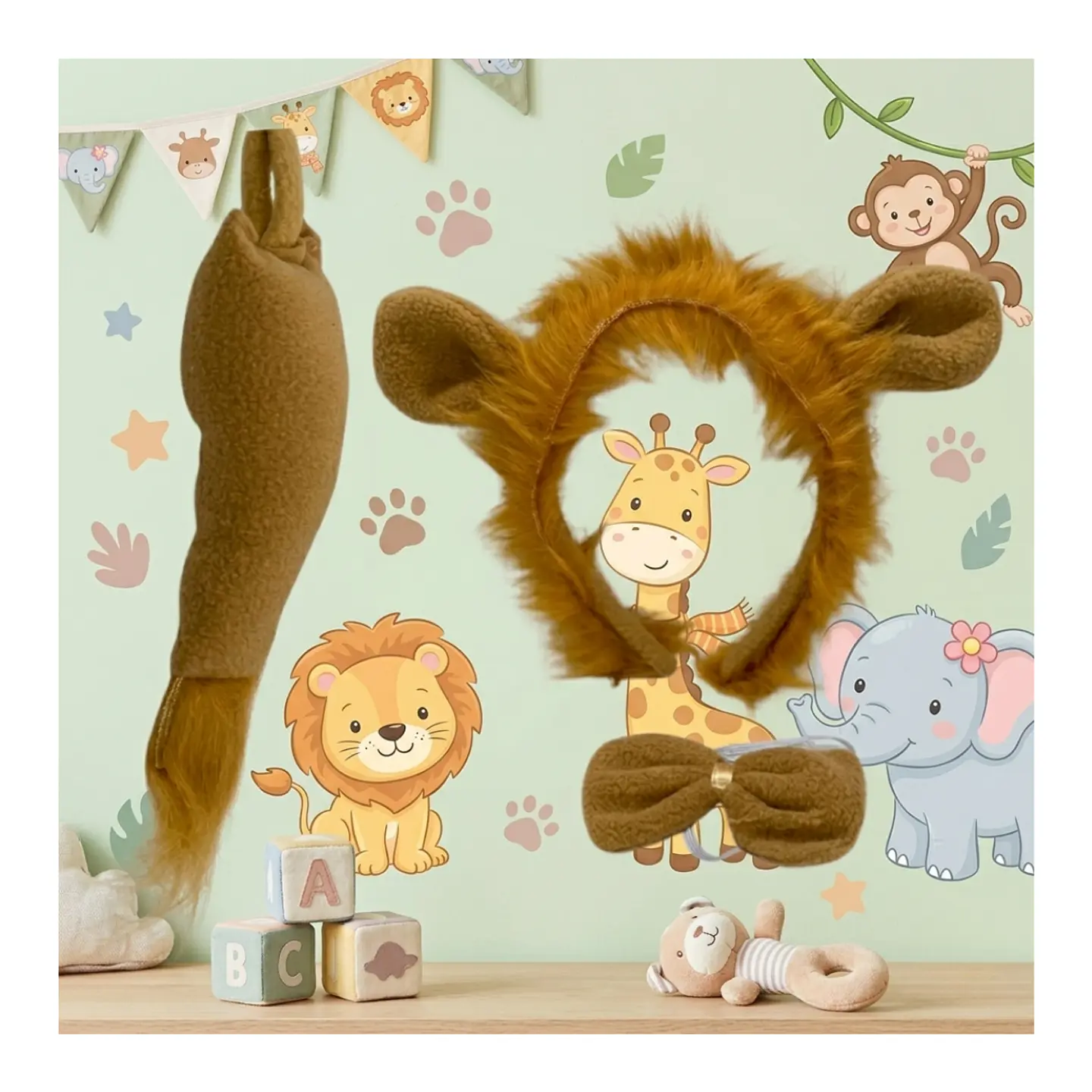 Set Disfraces Animales Infantil Orejas y Cola Diadema Varios Diseños 32
