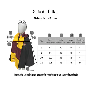 Disfraz Harry Potter Niño Capa Gryffindor Bufanda Lentes Set