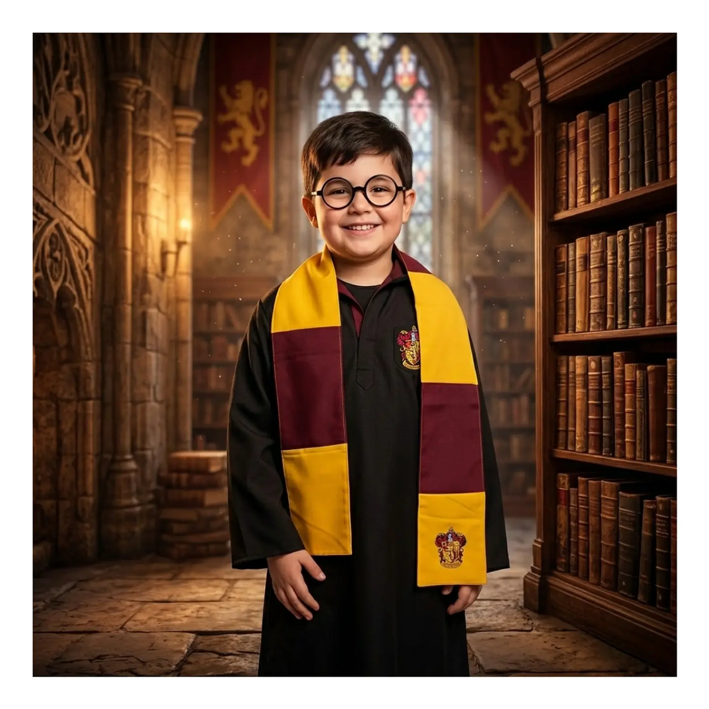 Disfraz Harry Potter Niño Capa Gryffindor Bufanda Lentes Set 7