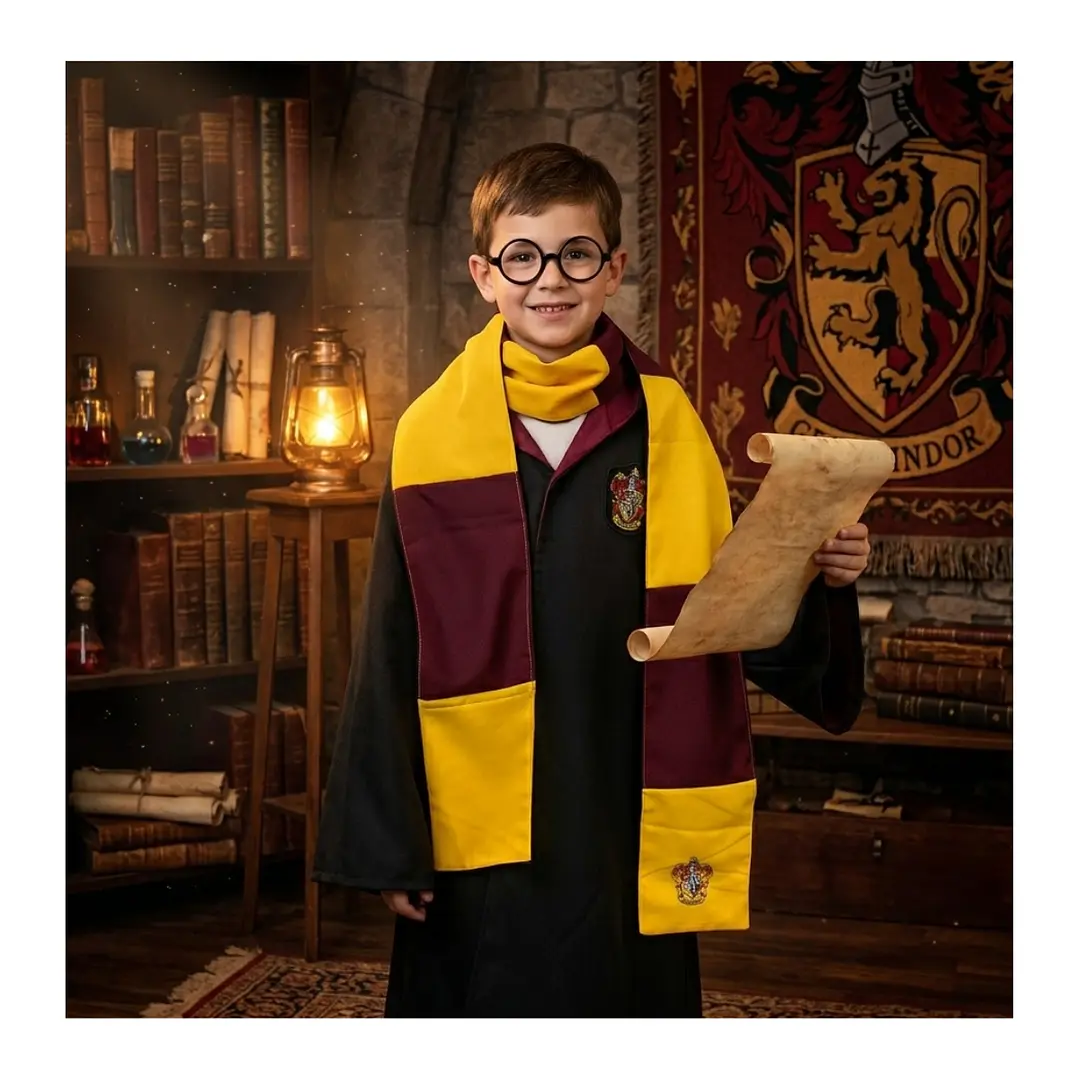 Disfraz Harry Potter Niño Capa Gryffindor Bufanda Lentes Set 9