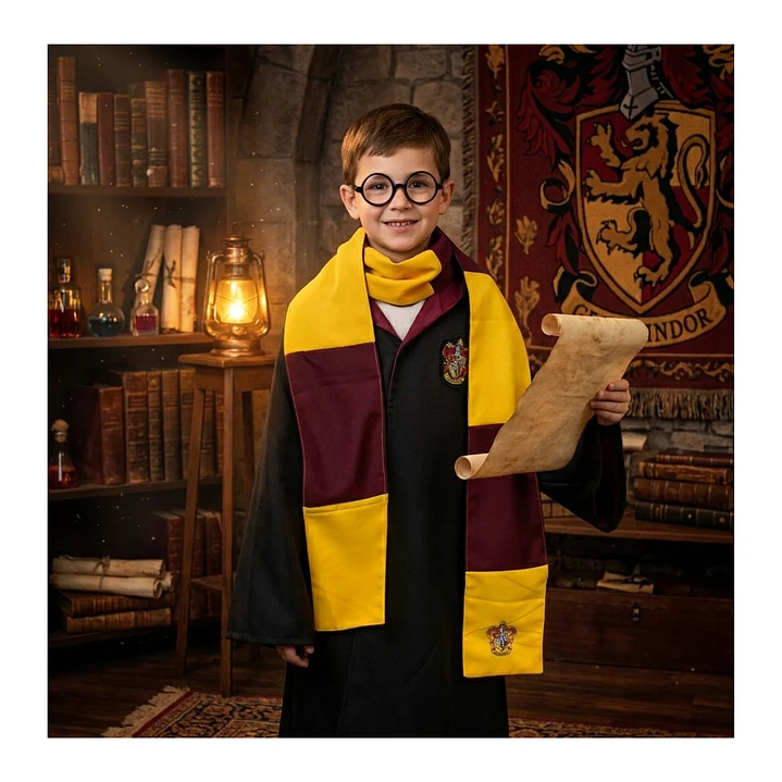 Disfraz Harry Potter Niño Capa Gryffindor Bufanda Lentes Set 9