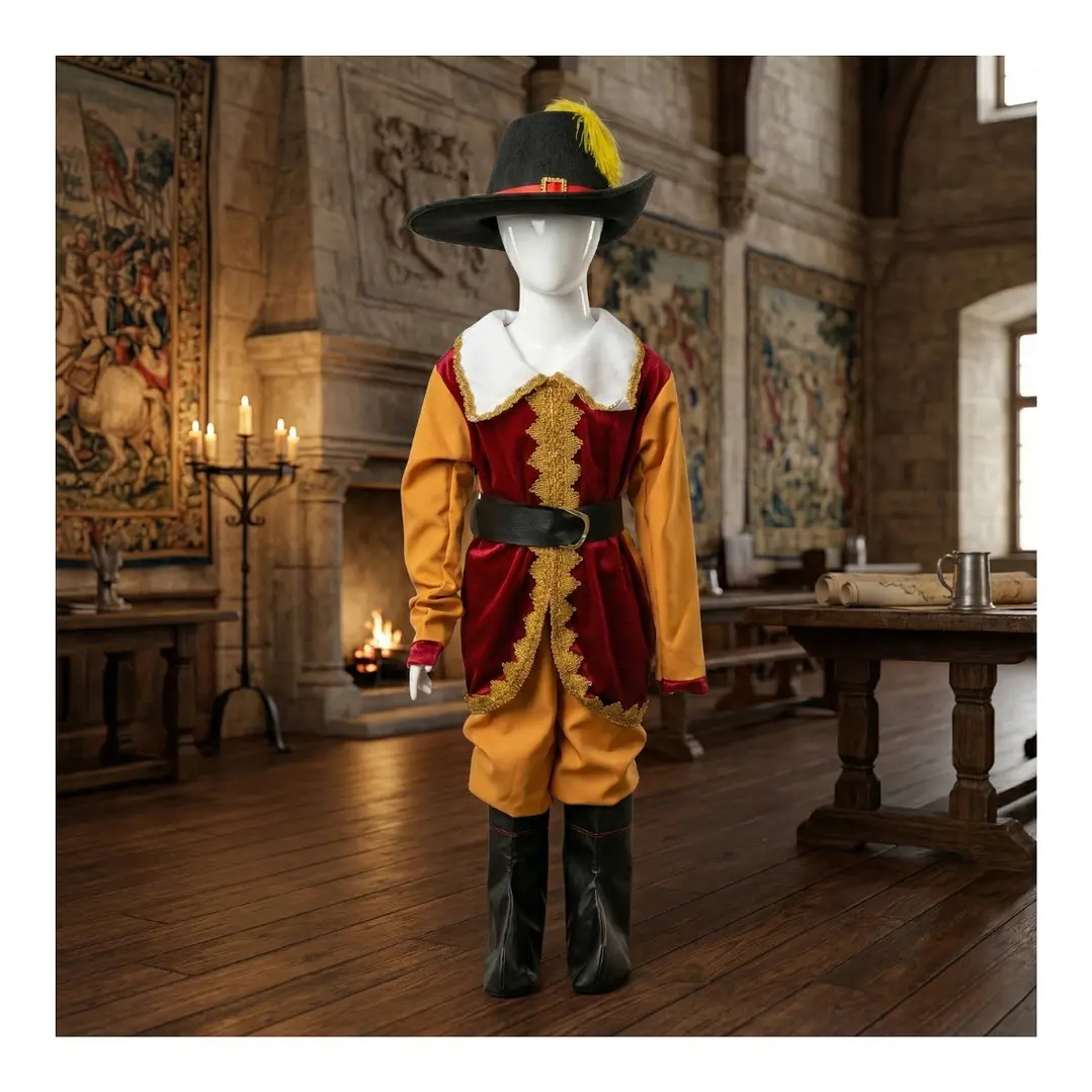 Disfraz Del Gato Con Botas Para Niños Con Capa Y Sombrero 1