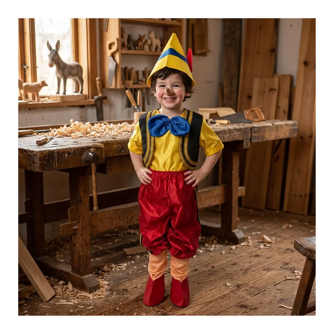 Disfraz De Pinocho Para Niños Completo - Incluye Gorro Y Nariz 13