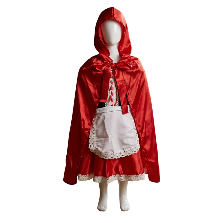 Traje De Caperucita Roja Con Encaje Y Capa Roja Brillante 5
