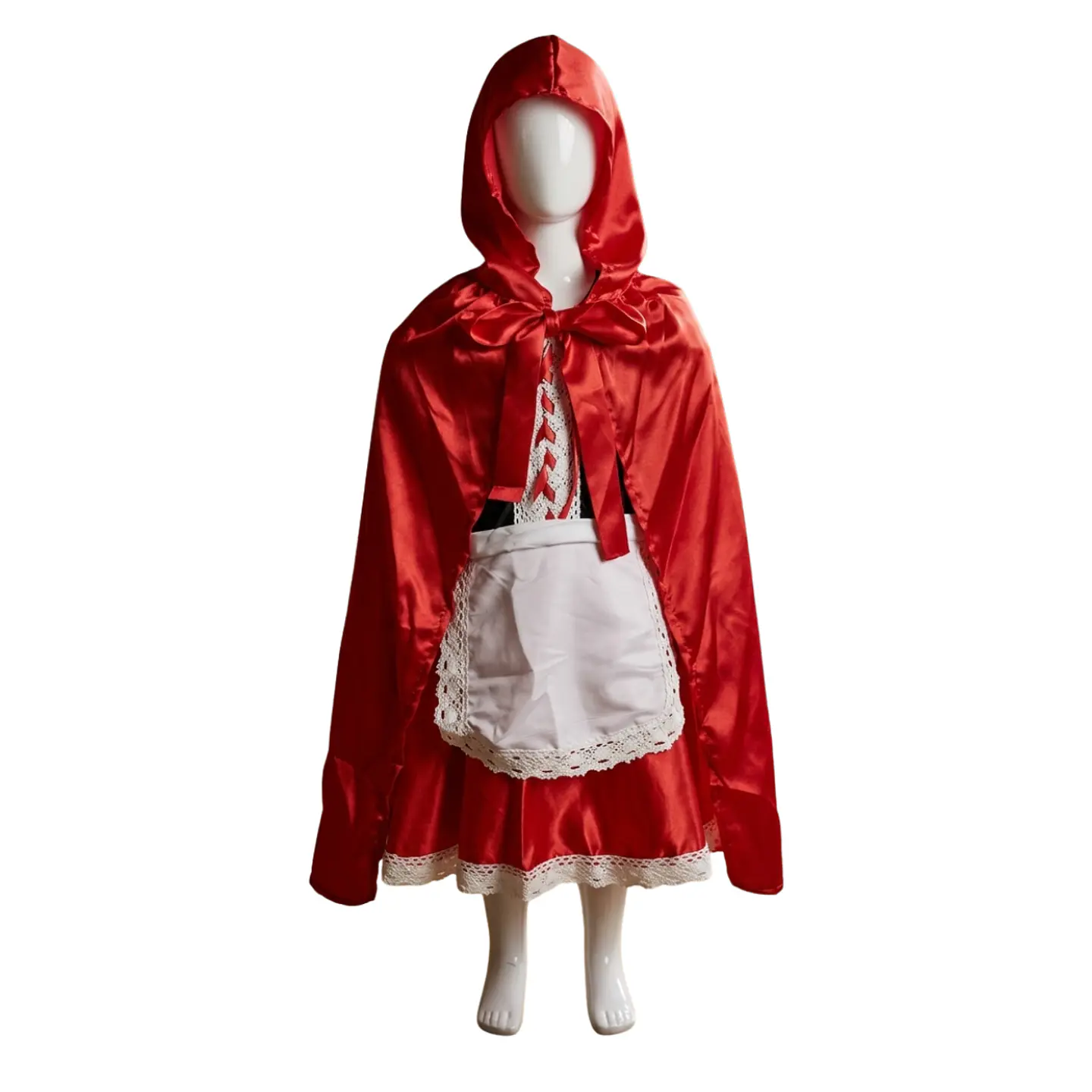 Traje De Caperucita Roja Con Encaje Y Capa Roja Brillante 5