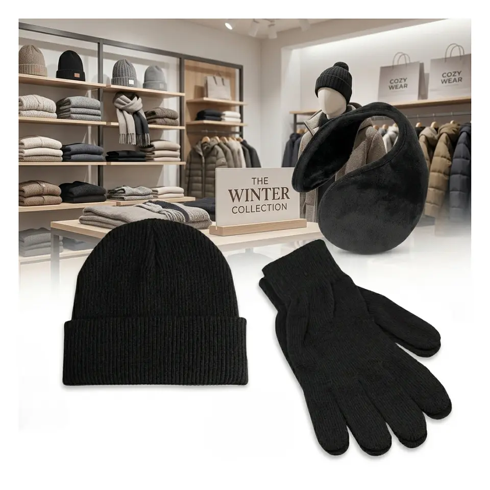 Set Invierno Gorro Beanie + Guantes De Lana + Orejera Polar 6