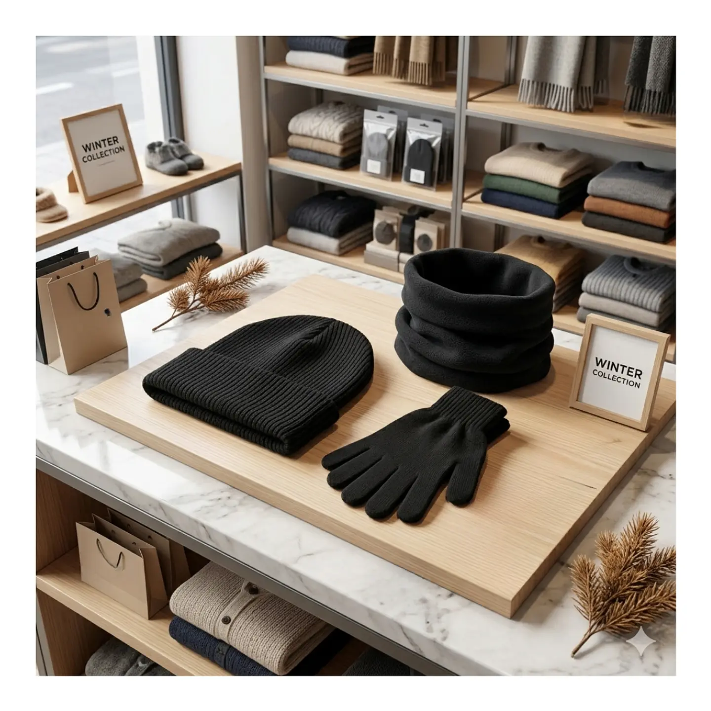Set Invierno: Gorro Polar, Cuello Polar Y Guante De Lana 7