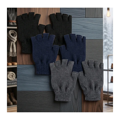 Pack 3 Guantes De Lana Sin Dedos Surtidos