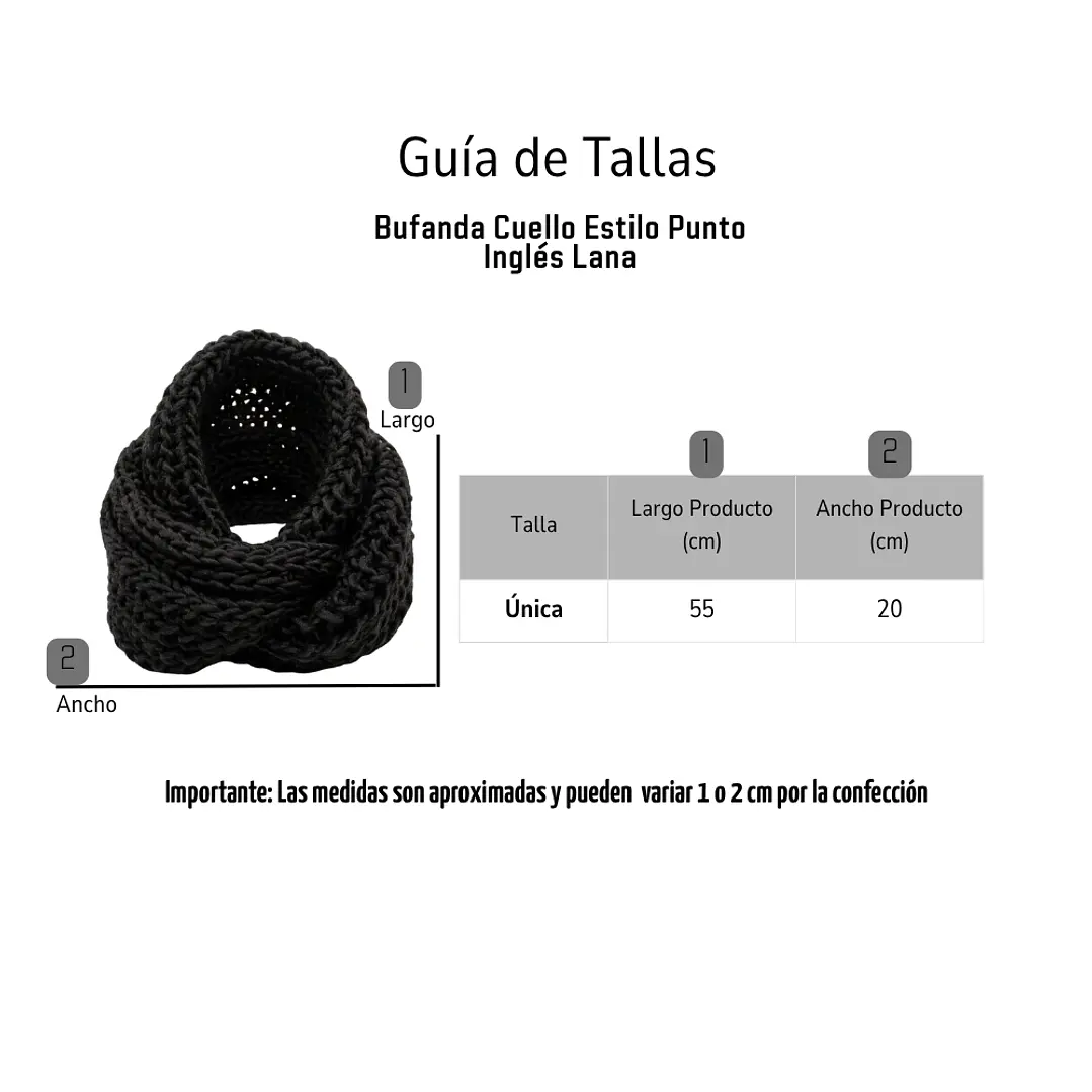 Bufanda Cuello Estilo Punto Inglés Lana Invierno Abrigado 2