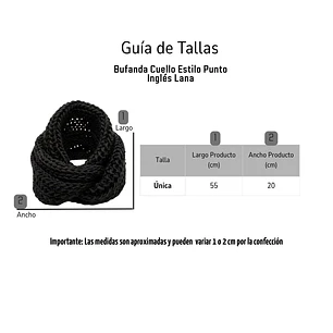 Bufanda Cuello Estilo Punto Inglés Lana Invierno Abrigado