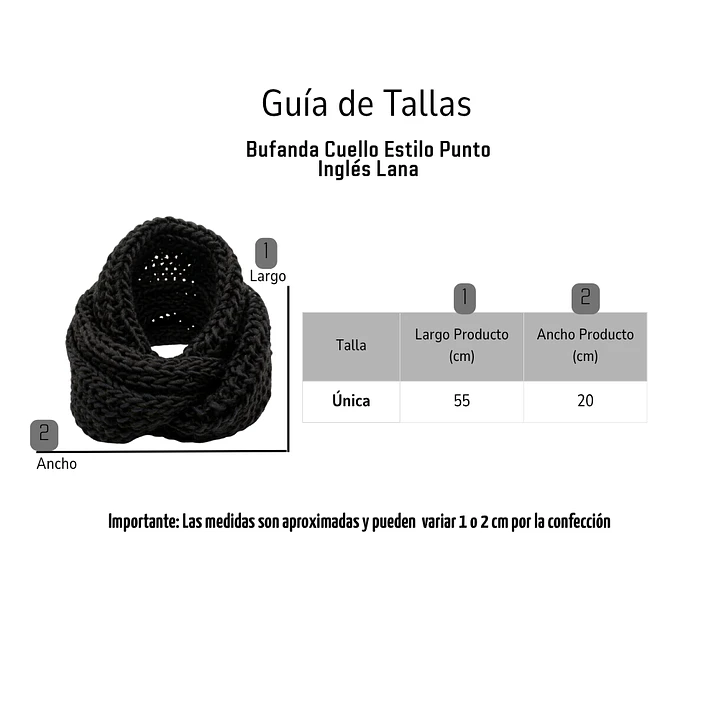 Bufanda Cuello Estilo Punto Inglés Lana Invierno Abrigado 2