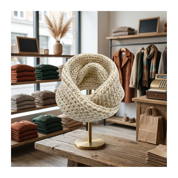 Bufanda Cuello Estilo Punto Inglés Lana Invierno Abrigado 6