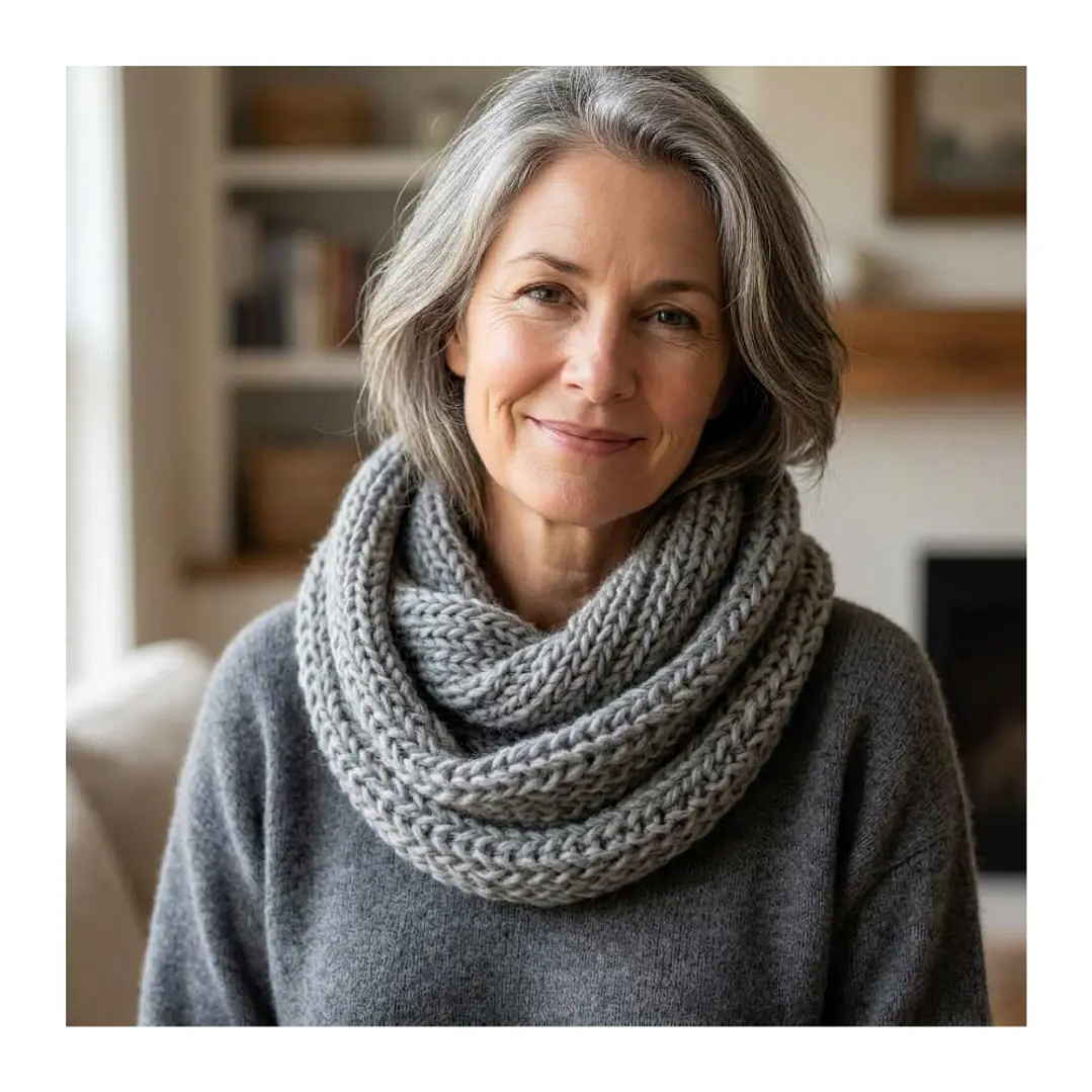 Bufanda Cuello Estilo Punto Inglés Lana Invierno Abrigado 9