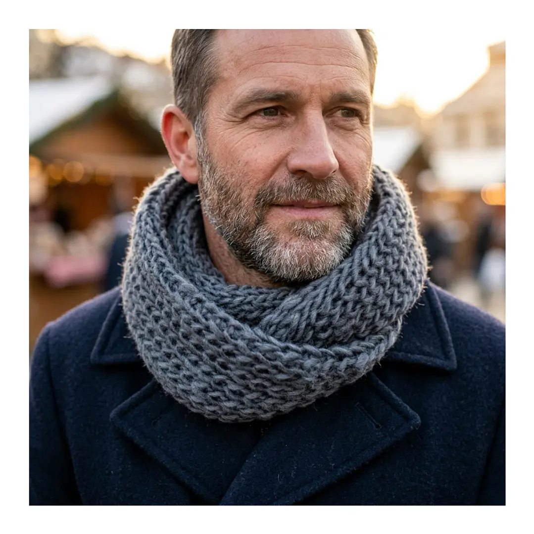 Bufanda Cuello Estilo Punto Inglés Lana Invierno Abrigado 14