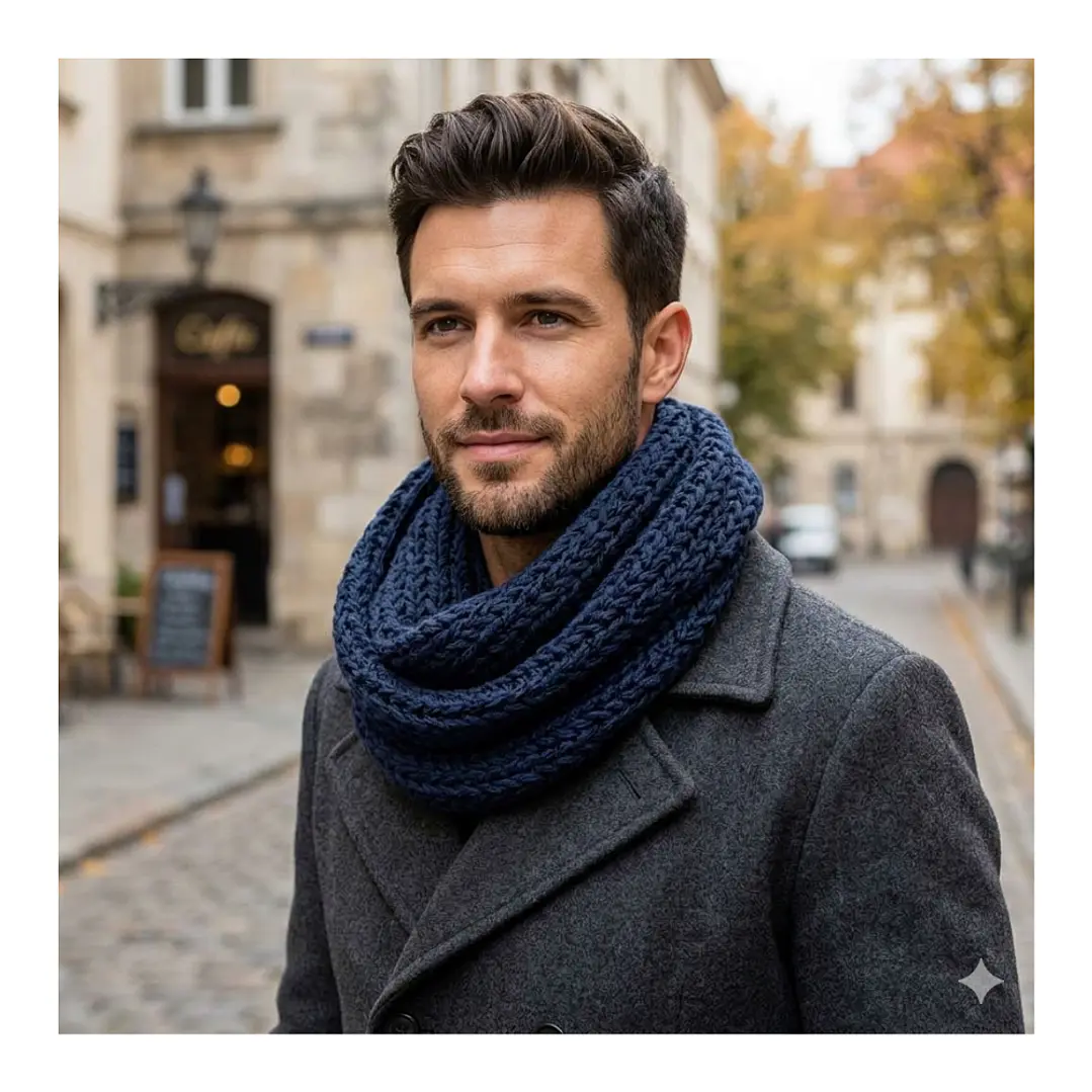 Bufanda Cuello Estilo Punto Inglés Lana Invierno Abrigado 20