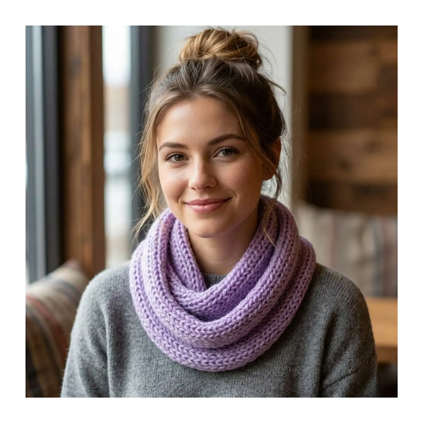 Bufanda Cuello Estilo Punto Inglés Lana Invierno Abrigado 26