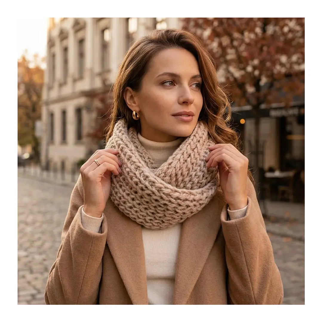 Bufanda Cuello Estilo Punto Inglés Lana Invierno Abrigado 29