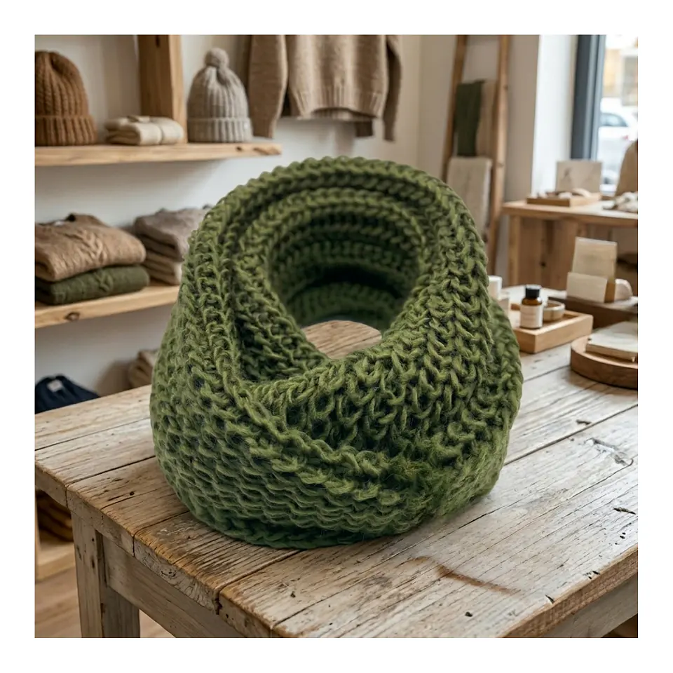 Bufanda Cuello Estilo Punto Inglés Lana Invierno Abrigado 31