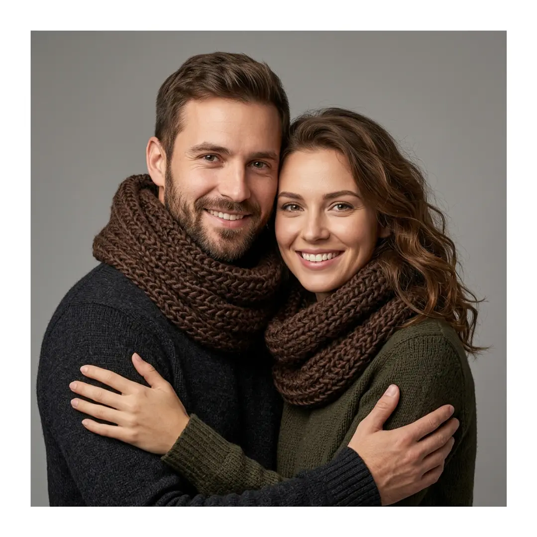 Bufanda Cuello Estilo Punto Inglés Lana Invierno Abrigado 34