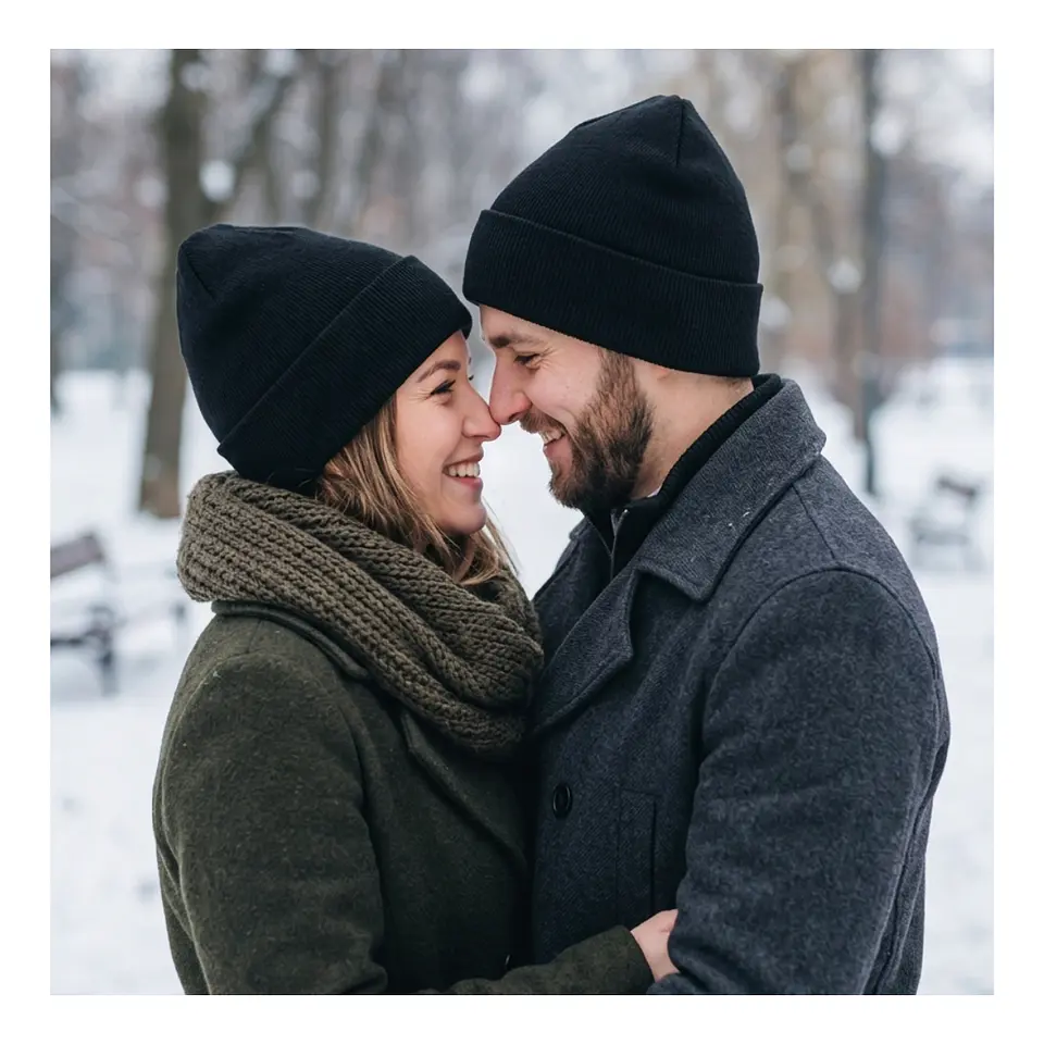 Gorro Beanie De Lana Adulto Con Doblez Forro Polar 4