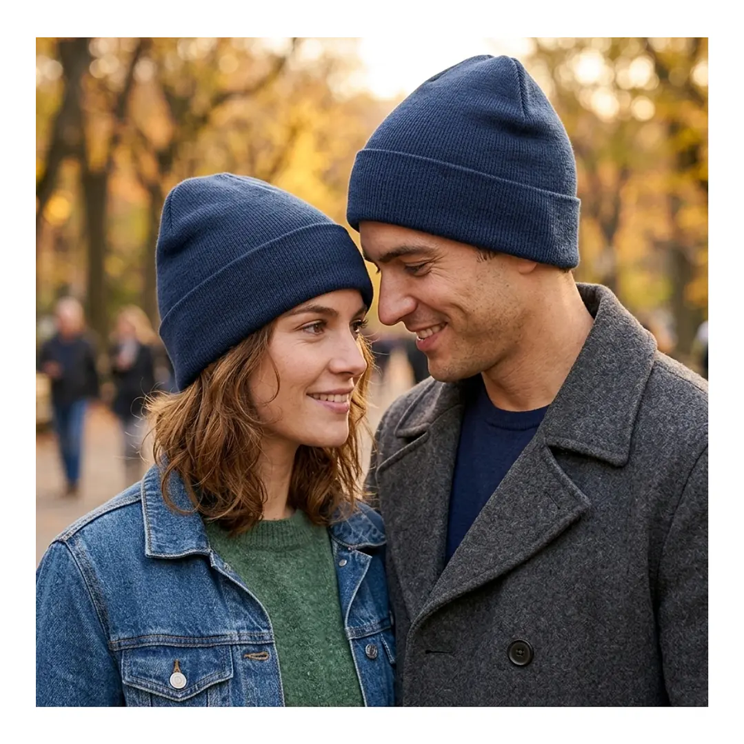 Gorro Beanie De Lana Adulto Con Doblez Forro Polar 13