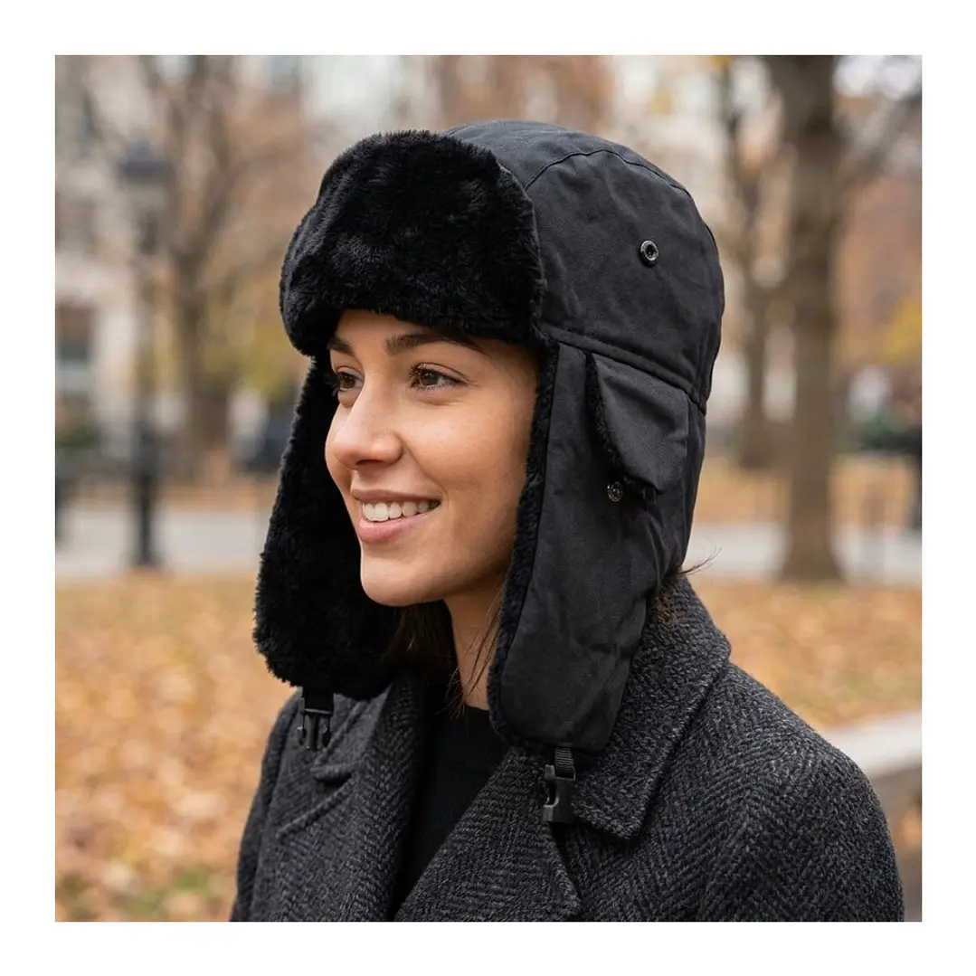 Gorro Ruso Unisex Cálido De Lona Invierno Modo Aviador 1