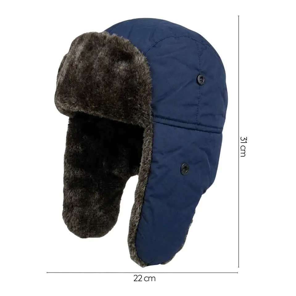 Gorro ruso ushanka unisex de lona con orejeras, térmico de invierno 8