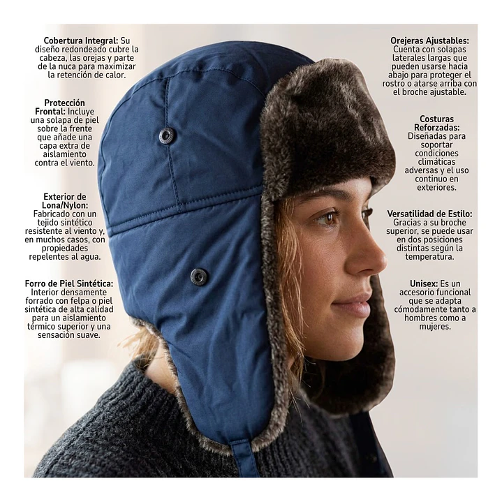 Gorro Ruso Unisex De Lona Parka Calido Termico 15