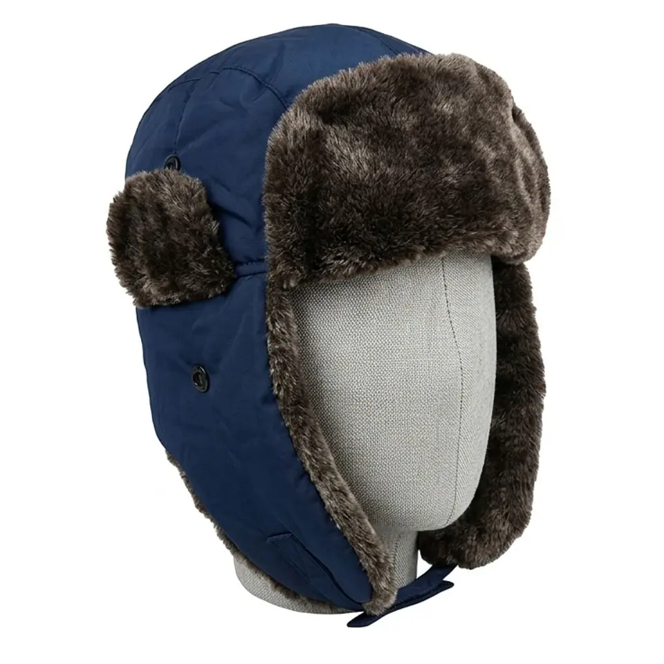 Gorro ruso ushanka unisex de lona con orejeras, térmico de invierno 7