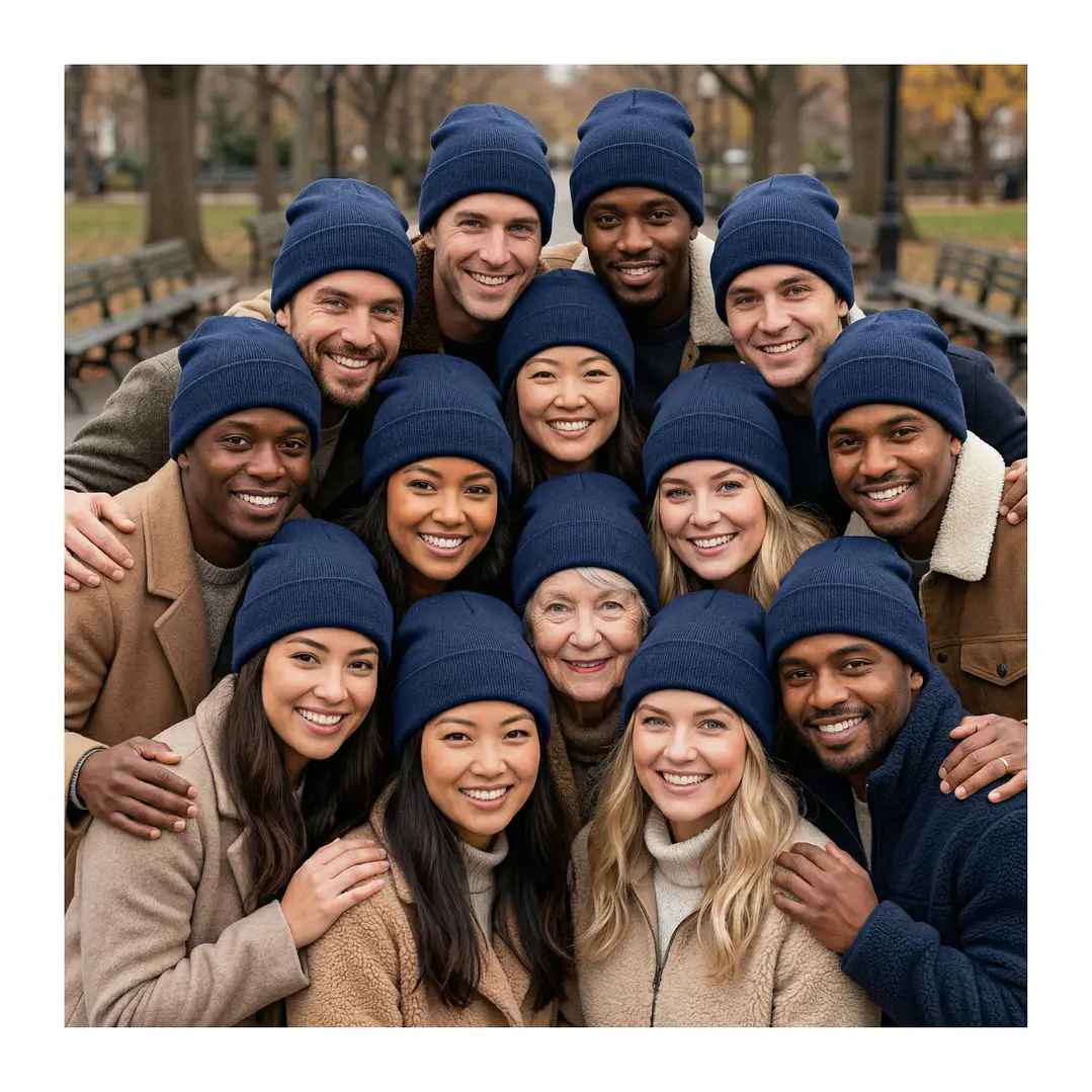 Pack 12 Gorros Beanie De Lana Adulto Con Doblez Diseño Liso Invierno 5